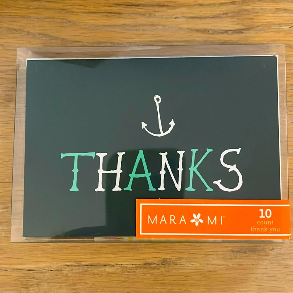10 Thank You Notecards & Envelopes Anchor Nautical